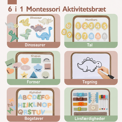 Sensorisk 6-i-1 Montessori Aktivitetsbræt