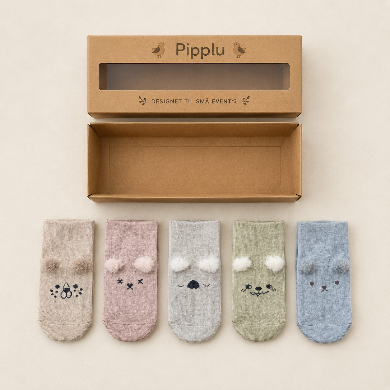 5-pak skridsikre babysokker med dyremotiver – OEKO-TEX®