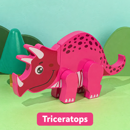 Magnetiske byg-selv dinosaurer i træ
